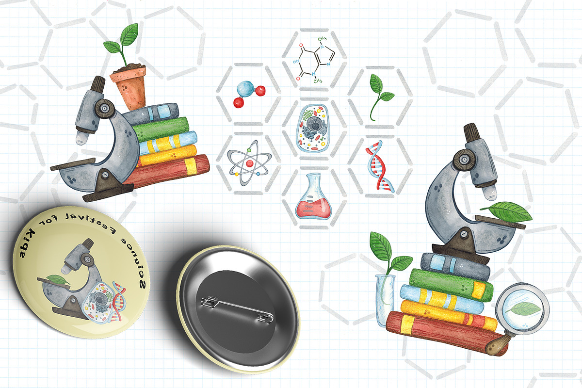 Science for kids watercolor clip art, an Object Illustration by DemiLena (Photo 7 of 18)