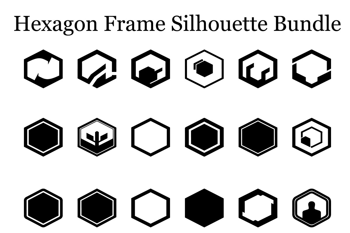 Hexagon Frame Silhouette Bundle, a Graphic by Artivon (Photo 1 of 10)