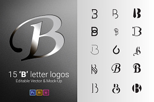 15 B Letter Logos - Vector & Mock-Up