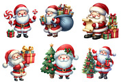 Watercolor Cute Santa Clipart Bundle, an Illustration by Designworld (Thumbnail 2 of 6)