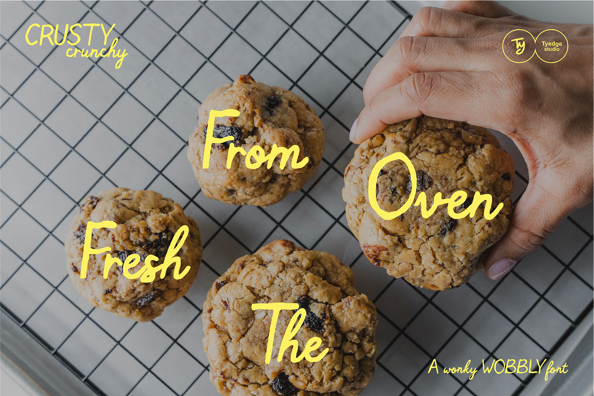 Crusty Crunchy A Wonky Wobbly Font, a Handwritten Font by Tyedge Studio (Photo 1 of 8)