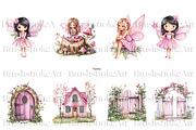 Pink Fairy Clipart, Watercolor Fairy, a Decorative Illustration by BrushstrokeArtGB (Thumbnail 5 of 9)