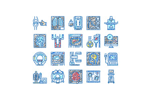 Radiology Equipment set Icons hand, an Object Illustration by pikepicture