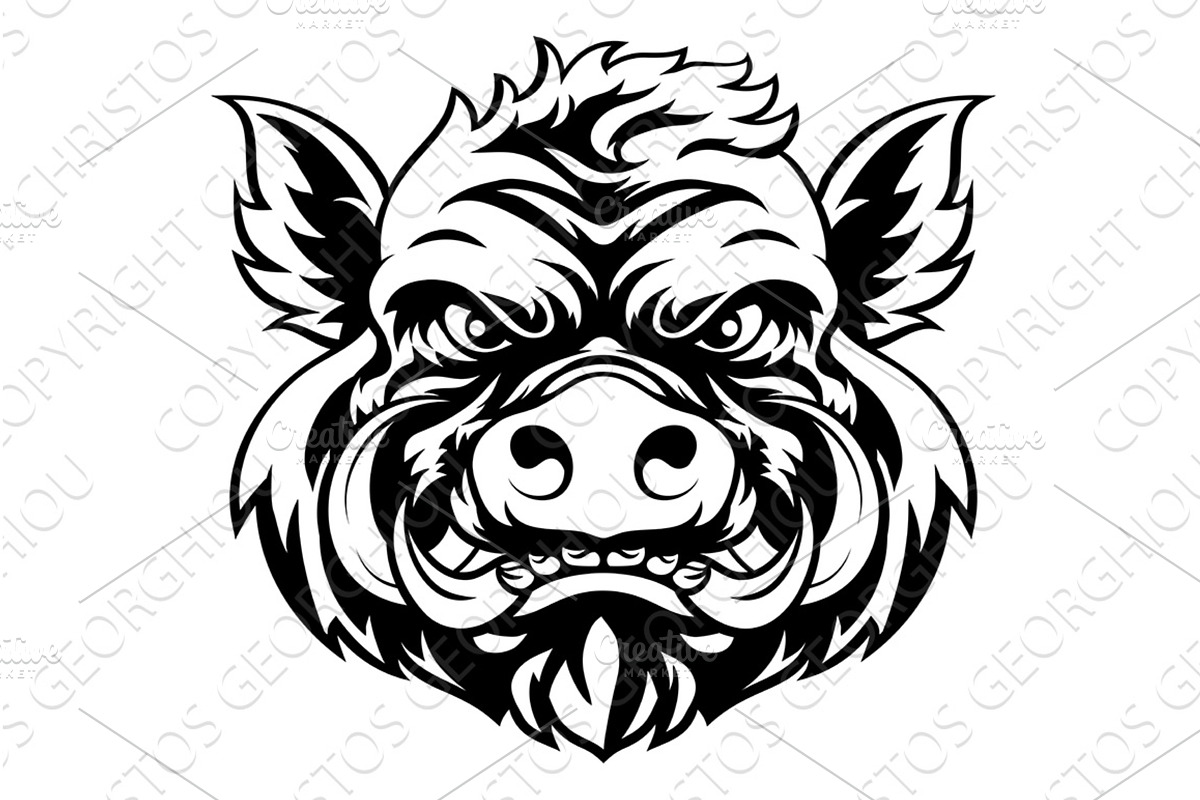 Boar Wild Hog Razorback Warthog, an Animal Illustration by Christos Georghiou