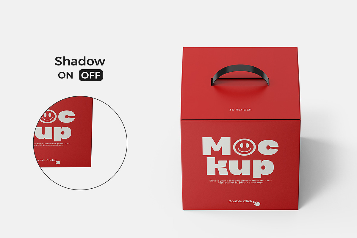 Cardboard Box Mockup with Handle, a Packaging Mockup by RamStudio2 (Photo 14 of 19)
