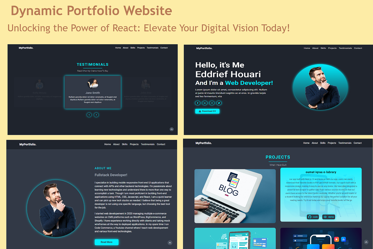 Dynamic Portfolio Website Template, a Landing Page Template by WebMasteryStudio (Photo 1 of 7)