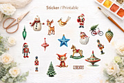 Retro Christmas Toys Watercolor PNG, an Illustration by Artnoy (Thumbnail 5 of 8)