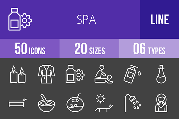 50 Spa Line Inverted Icons