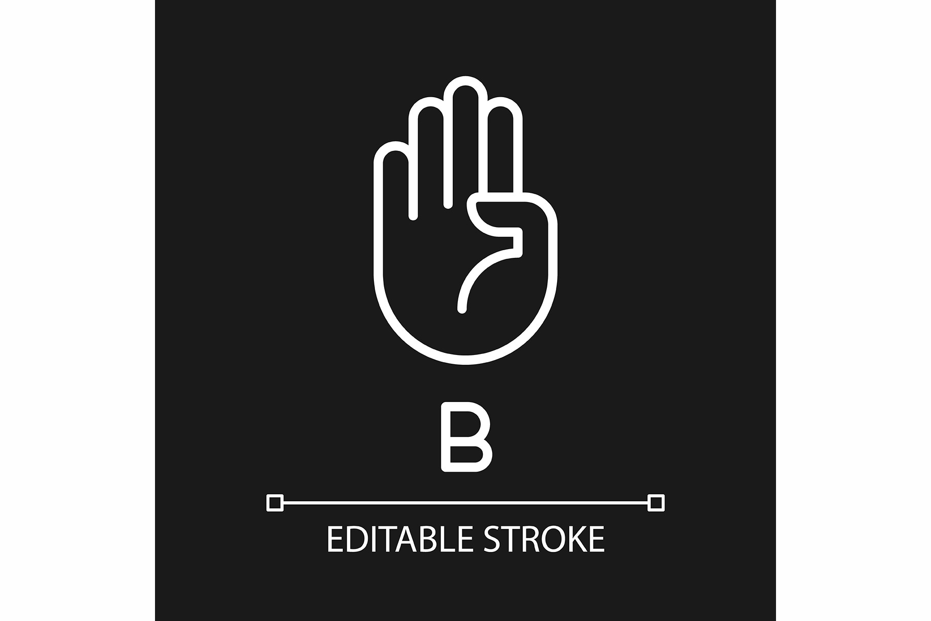 Letter B in American sign language p, an Outline Icon by IMG Visuals