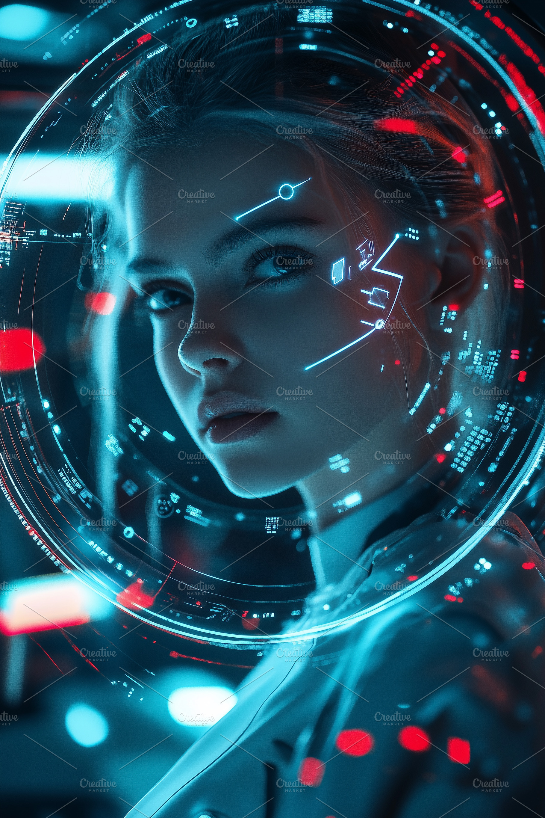 Android girl in a high-tech lab with, a Technology Photo by MistyDay