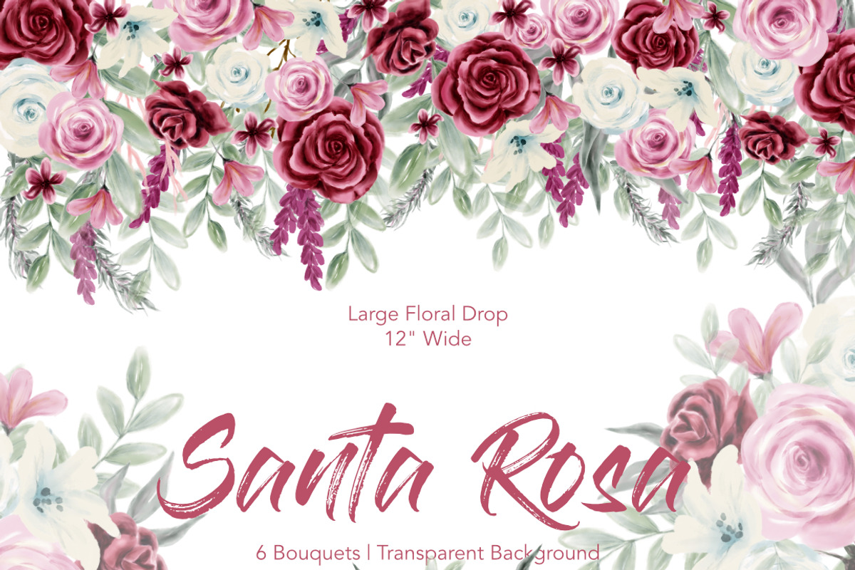 Watercolor Flowers Pink Burgundy, a Graphic by Feather Grace Designs (Photo 3 of 6)