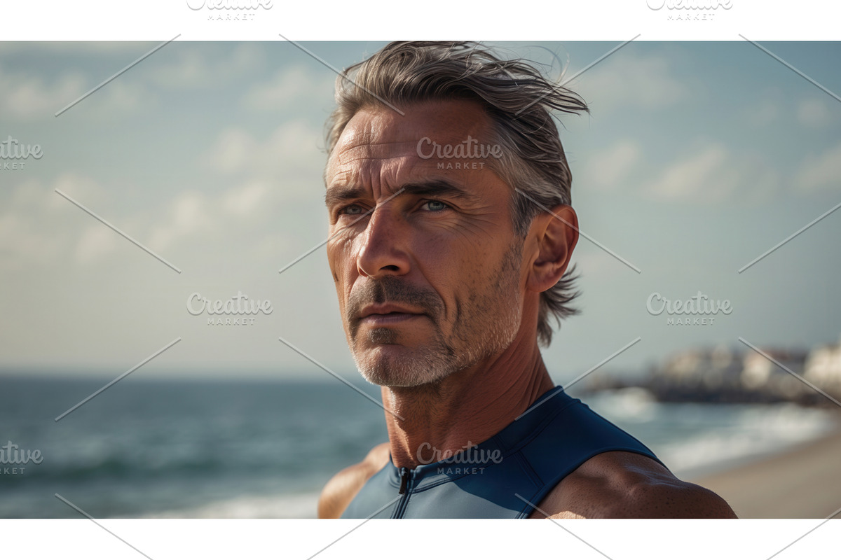 Mature man in athletic wear standing, an Illustration by tilialucida