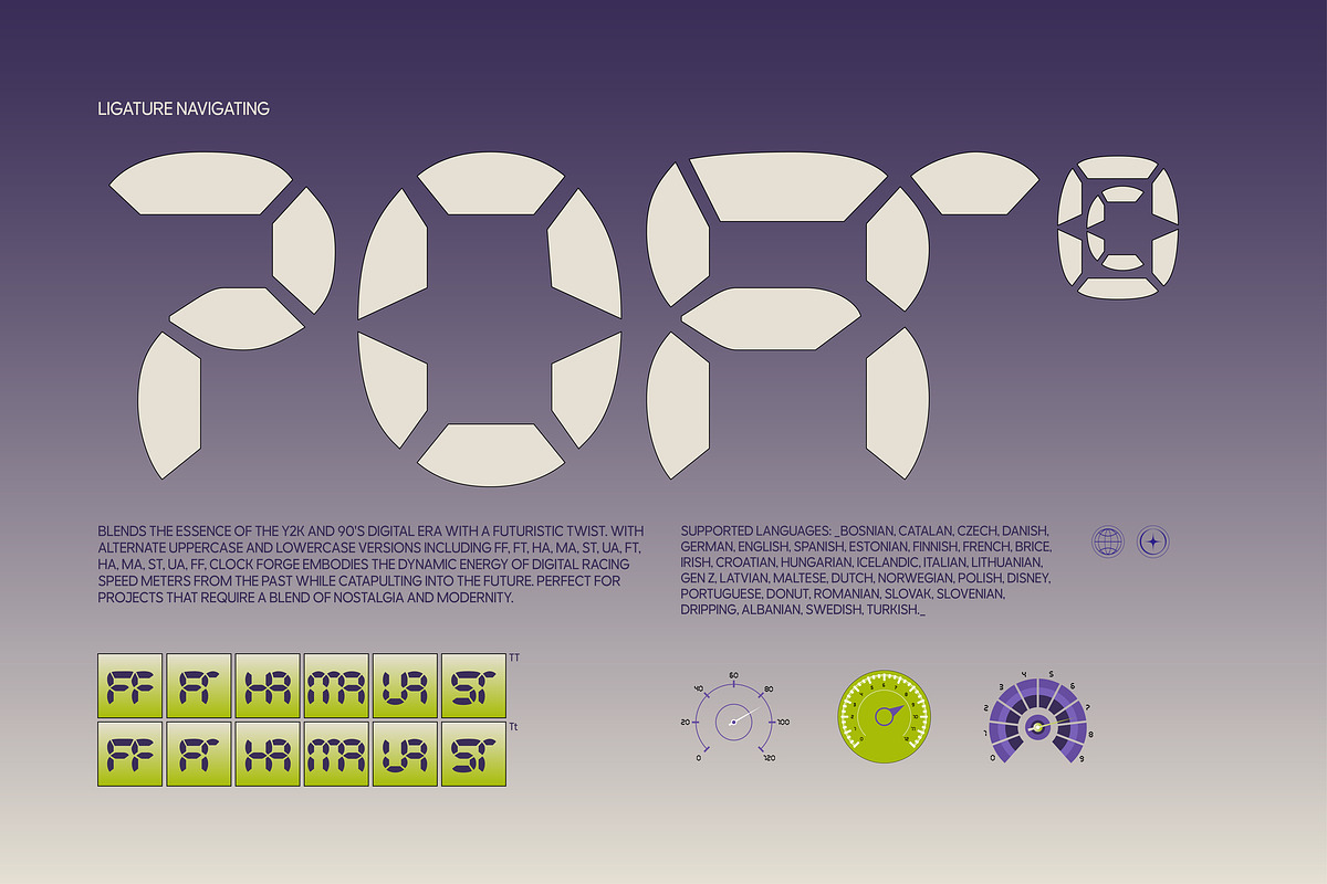 Clock Forge - Speed Meter Font, a Sans Serif Font by Casloop Studio (Photo 7 of 9)