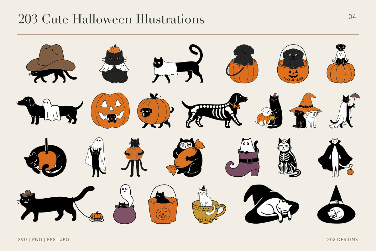 203 Cute Halloween Illustrations, a Seasonal Illustration by designvectx (Photo 5 of 11)