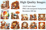 Fall Reading Nook Clipart Bundle, an Illustration by Craft Nest (Thumbnail 2 of 5)