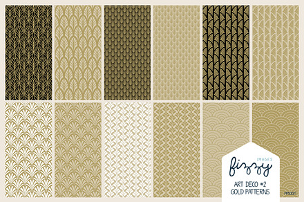 12 x EPS JPG Art Deco Gold Patterns
