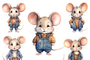 Watercolor Cute Mouse Clipart, an Animal Illustration by Design Scotch (Thumbnail 3 of 7)