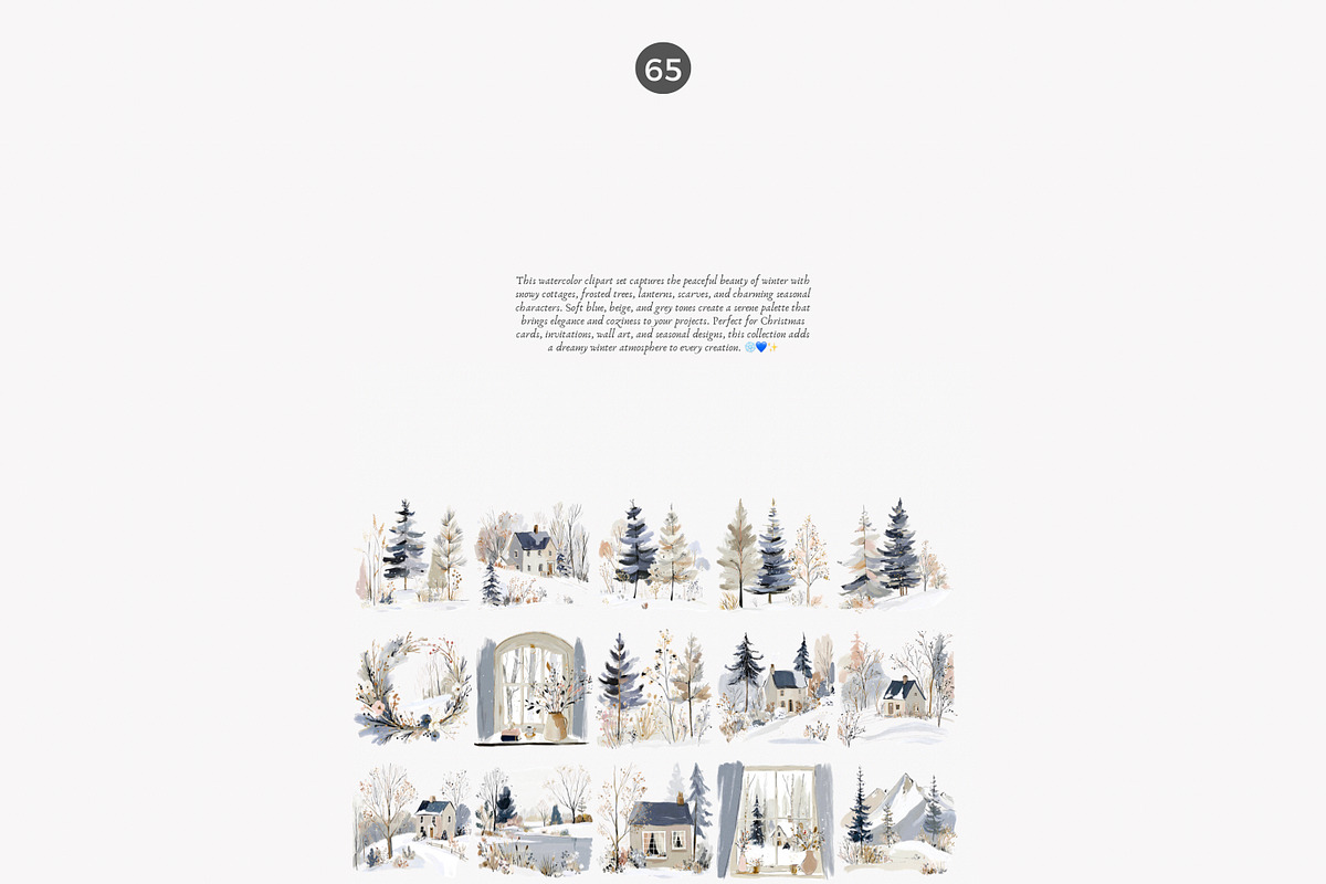 watercolor winter clipart set, a Decorative Illustration by Patishop Art (Photo 9 of 10)