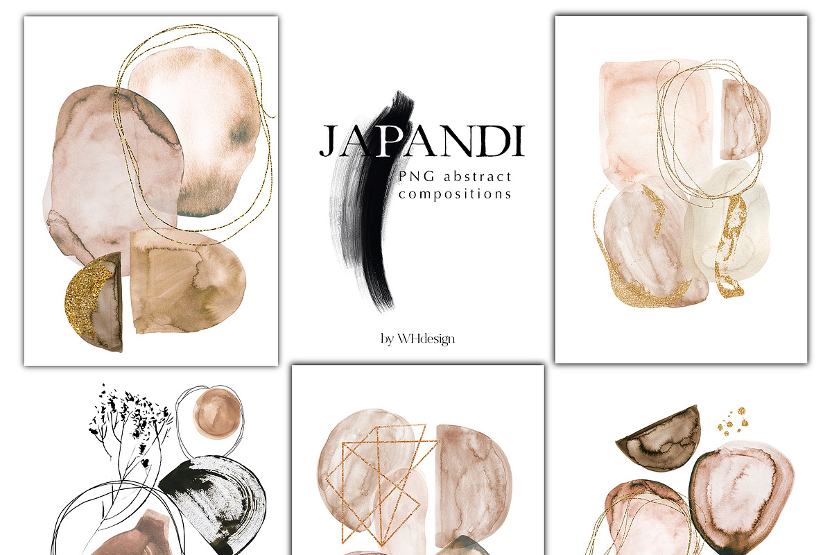 Japandi Abstract Watercolor Clip Art, a Decorative Illustration by whiteheartdesign (Photo 4 of 24)