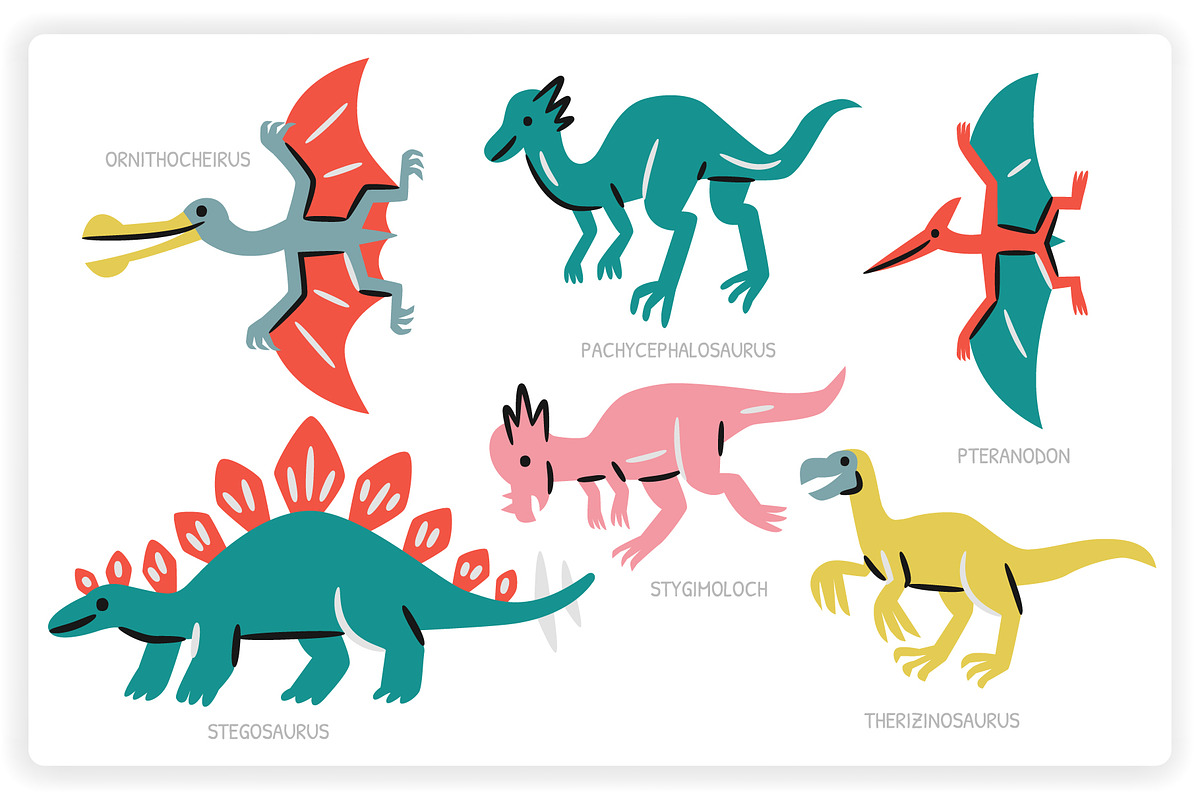 38 Dinosaur Elements x3 Styles, a Graphic by monkik (Photo 5 of 22)