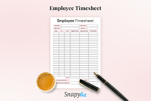 Employee Timesheet Printable - Pink