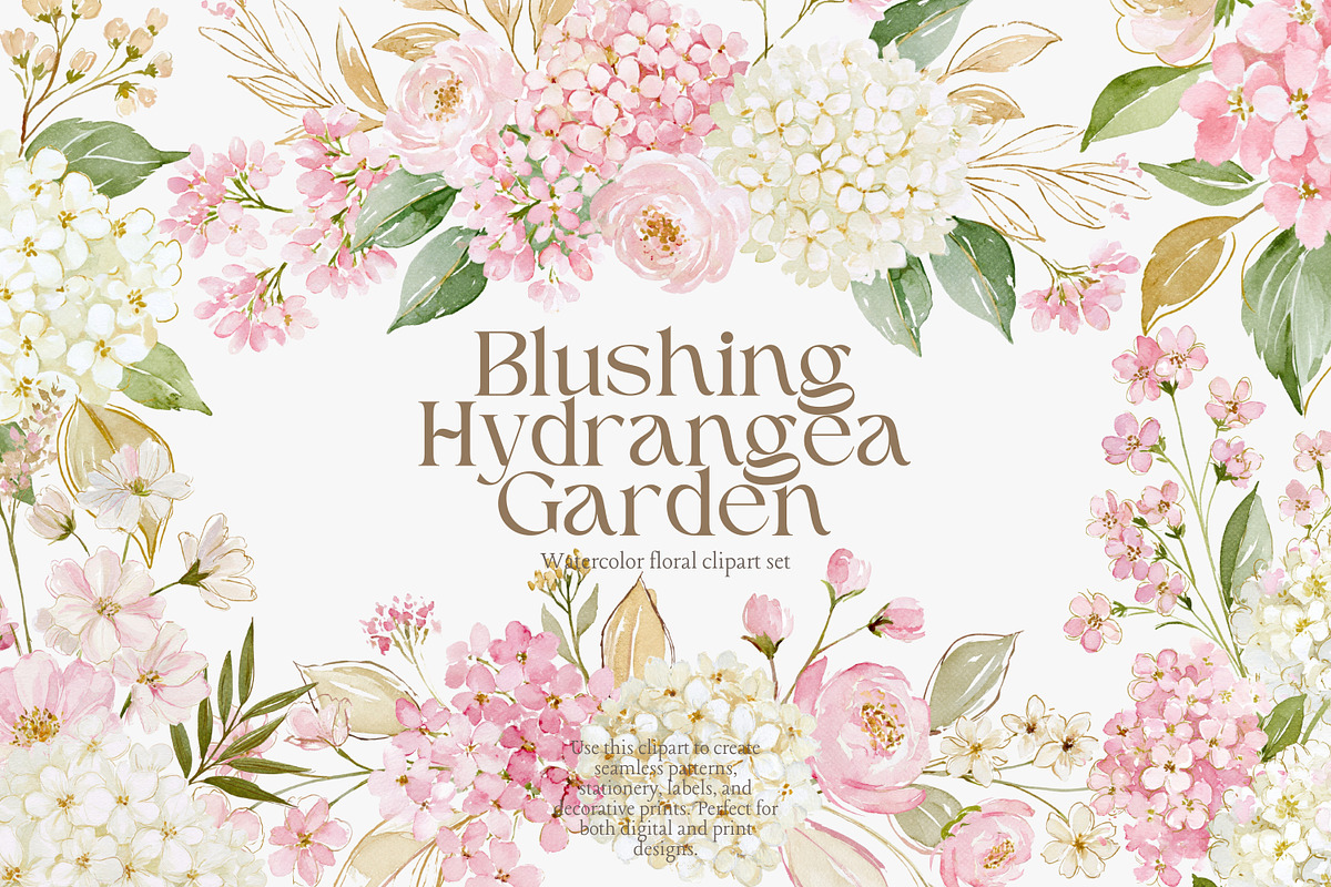 blush hydrangea clipart collection, a Decorative Illustration by Patishop Art (Photo 2 of 9)