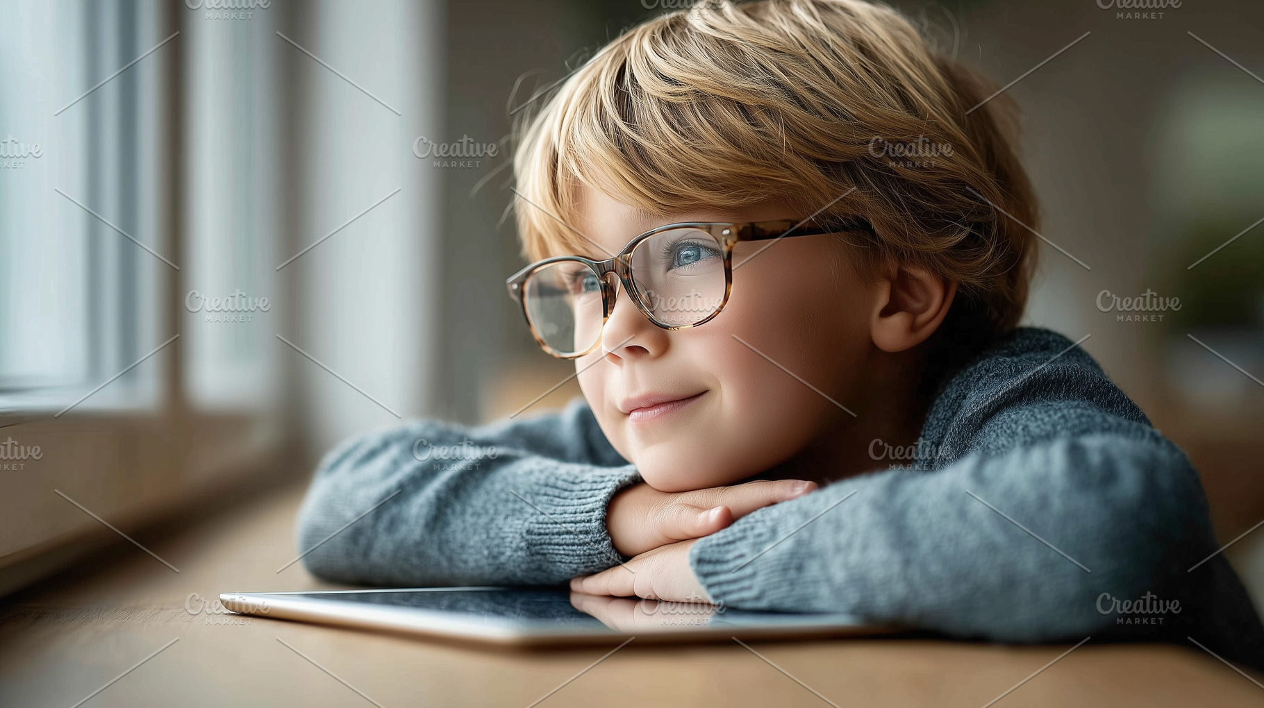 Thoughtful boy with glasses, a Person Photo by MistyDay