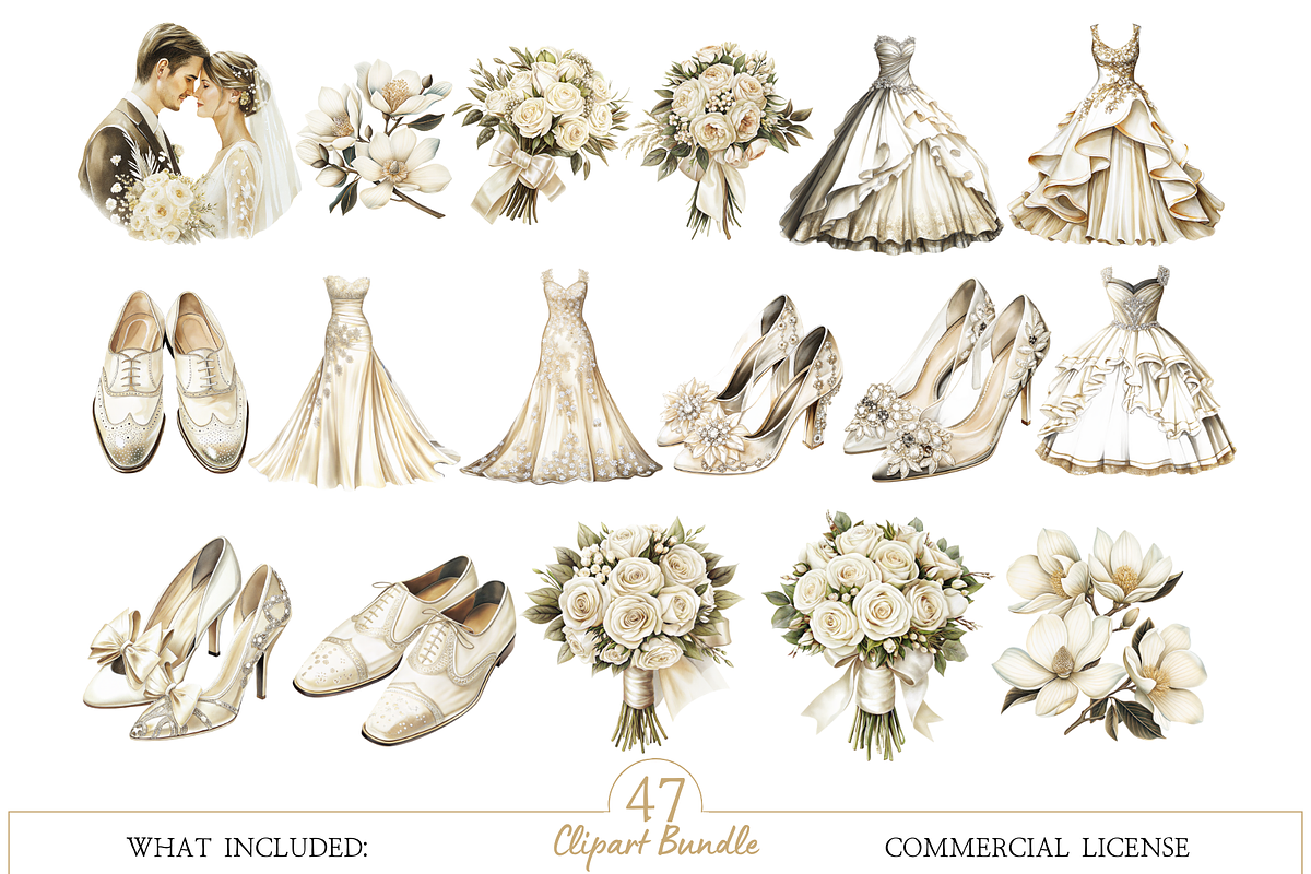 Watercolor Boho Wedding Clipart, an Illustration by MockupWizard (Photo 3 of 6)