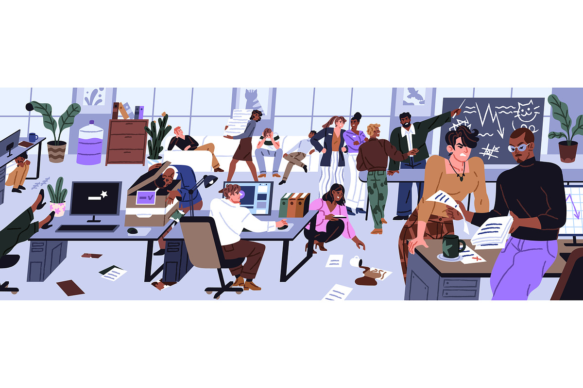 Office chaos and mess concept, a Work Illustration by PaperTrident (Photo 1 of 3)