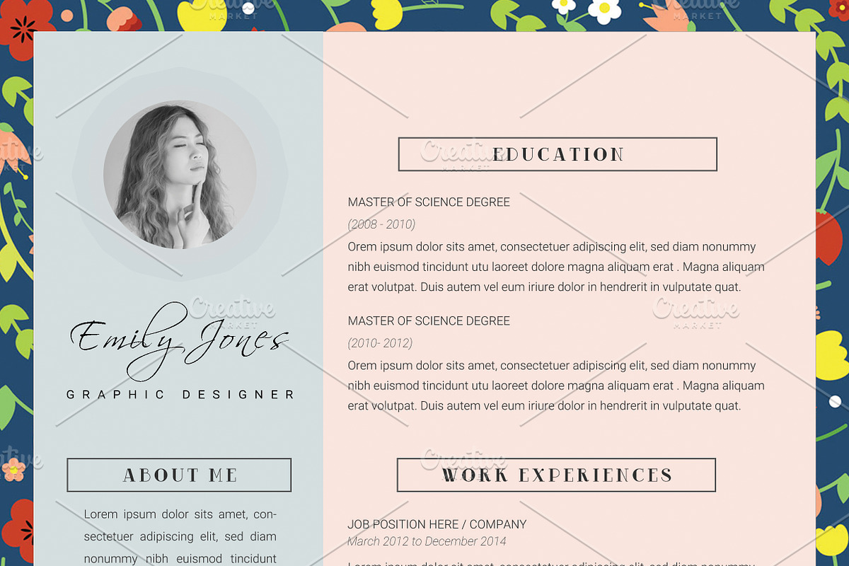 Floral Patern CV-Resume Template *C, a Resume Template by Showy68 Template (Photo 4 of 5)