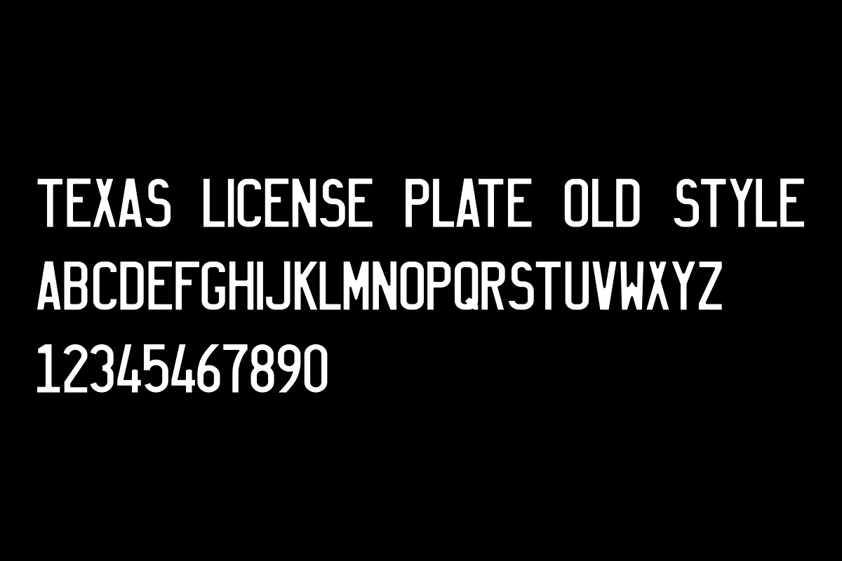 Texas Old style license plate font, a Sans Serif Font by frizio (Photo 1 of 4)