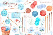 Knitting watercolor set. Crochet., an Illustration by SabinaWatercolorArt (Thumbnail 2 of 16)