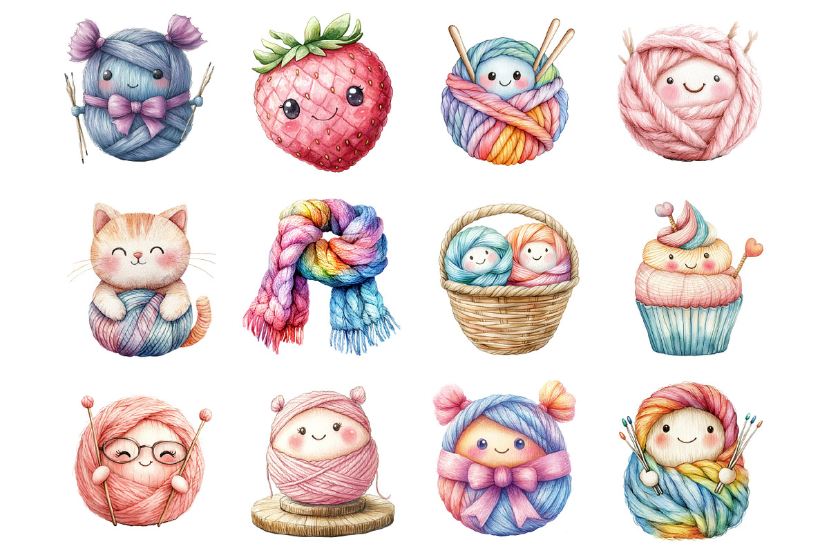 Kawaii Knitting, an Illustration by Design Market (Photo 2 of 4)