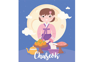 chuseok festive, greeting card, a Person Illustration by studiogstock