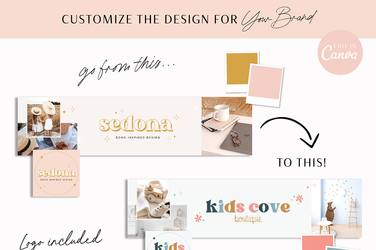 Pink Boho Etsy Shop Branding Kit, a Branding & Logo Template by Macarons and Mimosas (Photo 4 of 9)