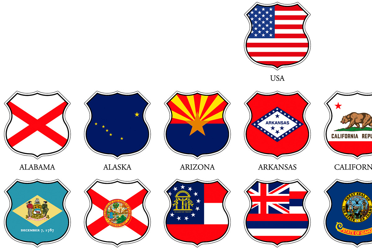Shields with the flags of the USA, an Education Illustration by frizio (Photo 10 of 10)