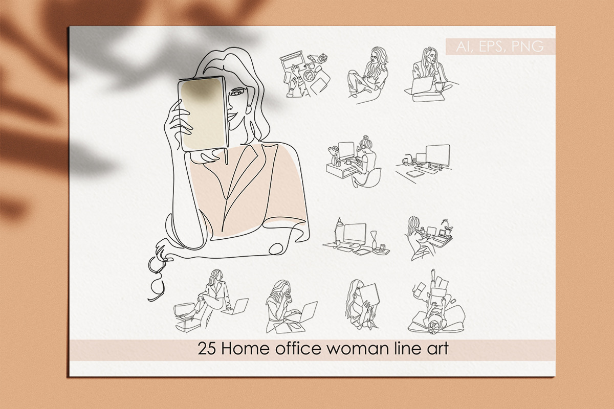 Woman Working at Home Office, a Branding & Logo Template by velychko.ua (Photo 4 of 12)