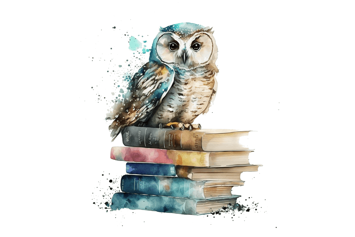 Watercolor Owl on Books Clipart Bund, an Object Graphic by Regulrcrative (Photo 4 of 7)