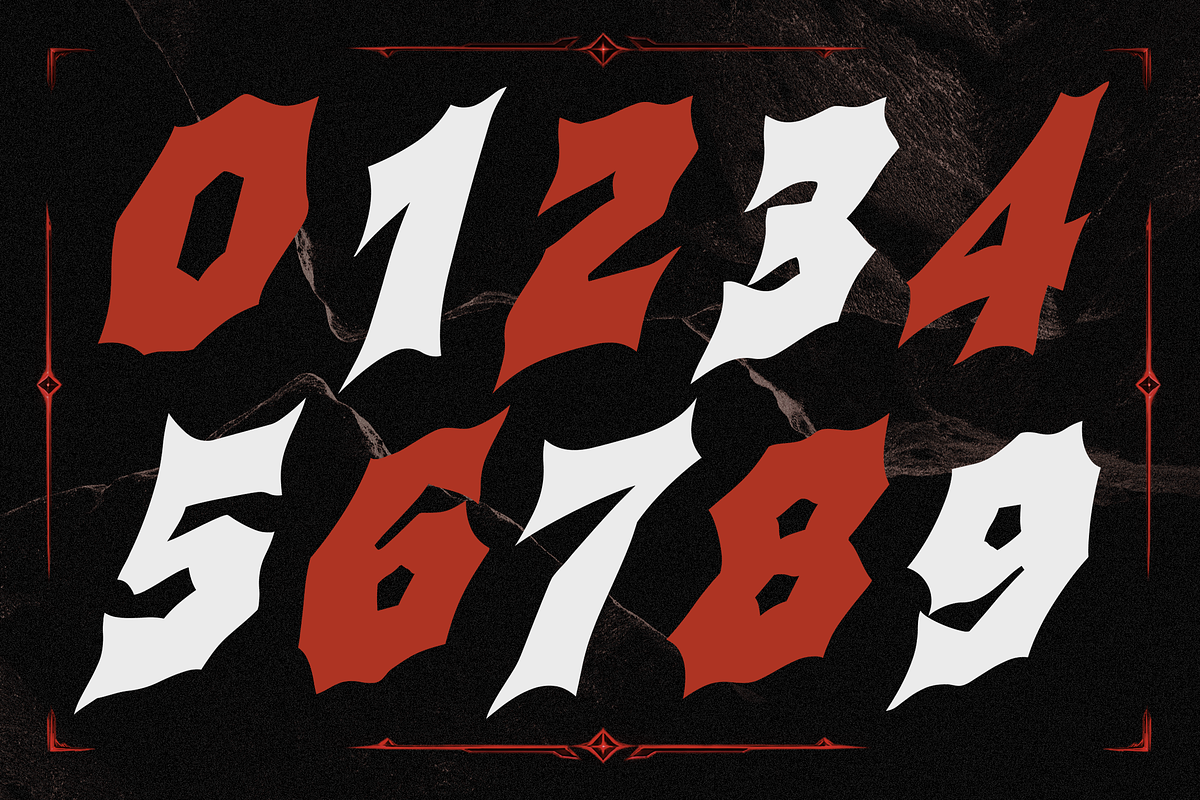 Bazhero - Action Horror Game Font, a Blackletter Font by Typia Nesia (Photo 8 of 9)