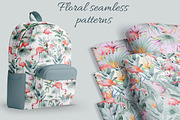 FLAMINGO & FLOWERS  tropical set, a Decorative Illustration by LenArt (Thumbnail 13 of 18)
