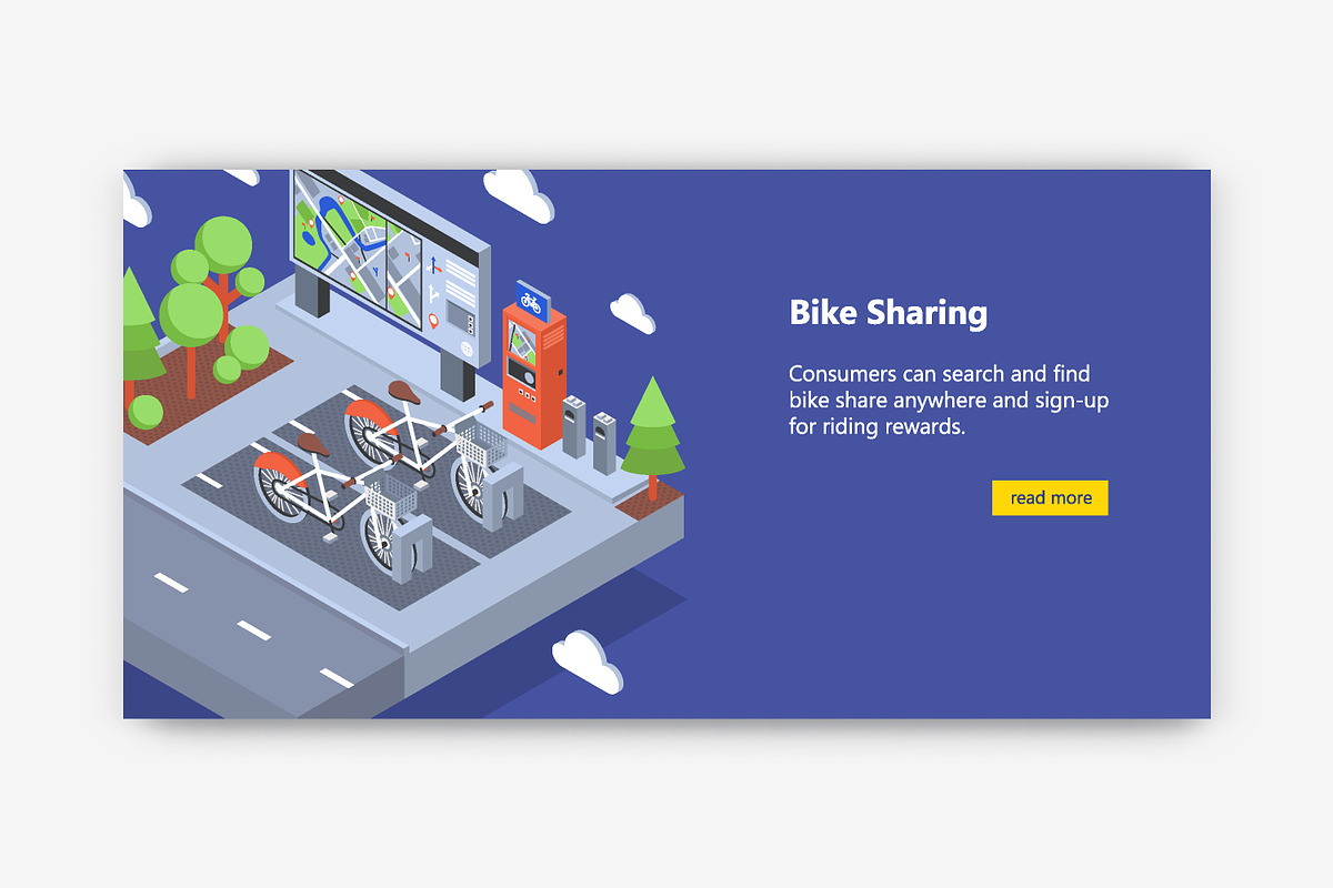 Bike sharing illustration and banner, a Transportation Illustration by Good Studio (Photo 2 of 3)