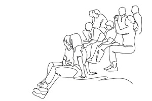 Audience silhouette one line art