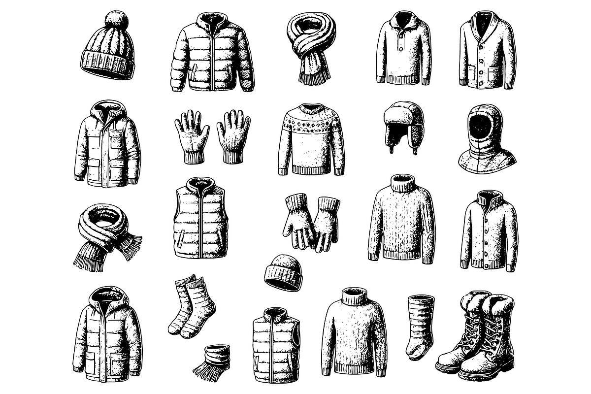 Vintage Winter Clothing Collection, an Object Graphic by RT Studio (Photo 2 of 4)