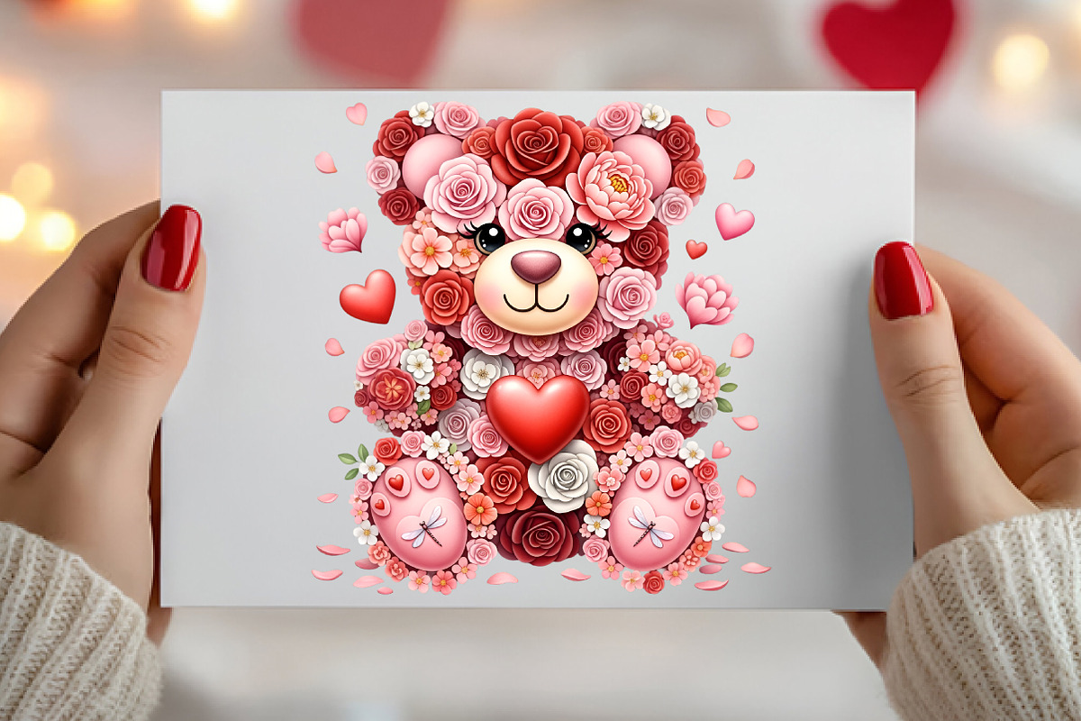 Pink Floral Valentine's Day Bear Png, an Illustration by Canvas Craft (Photo 5 of 6)