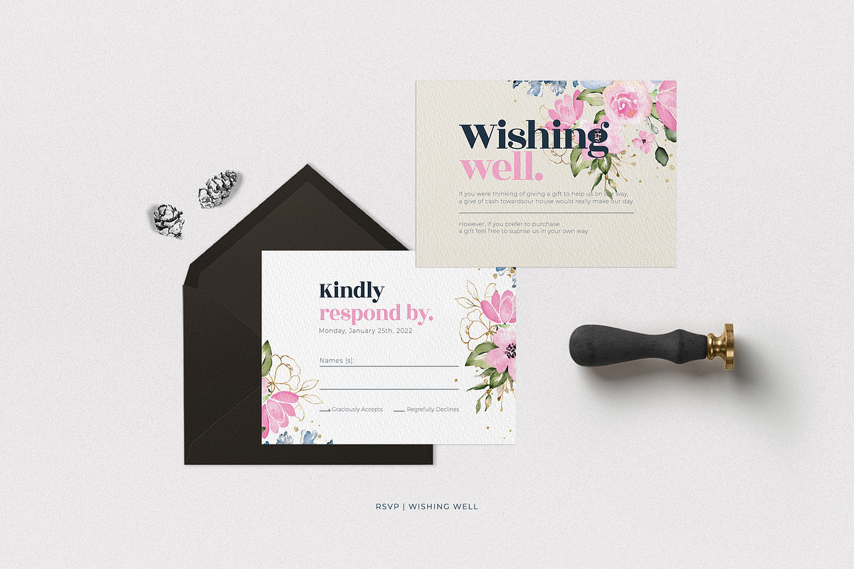 Delicate Wedding Invitation Set, an Invitation Template by Azka Creative (Photo 3 of 6)