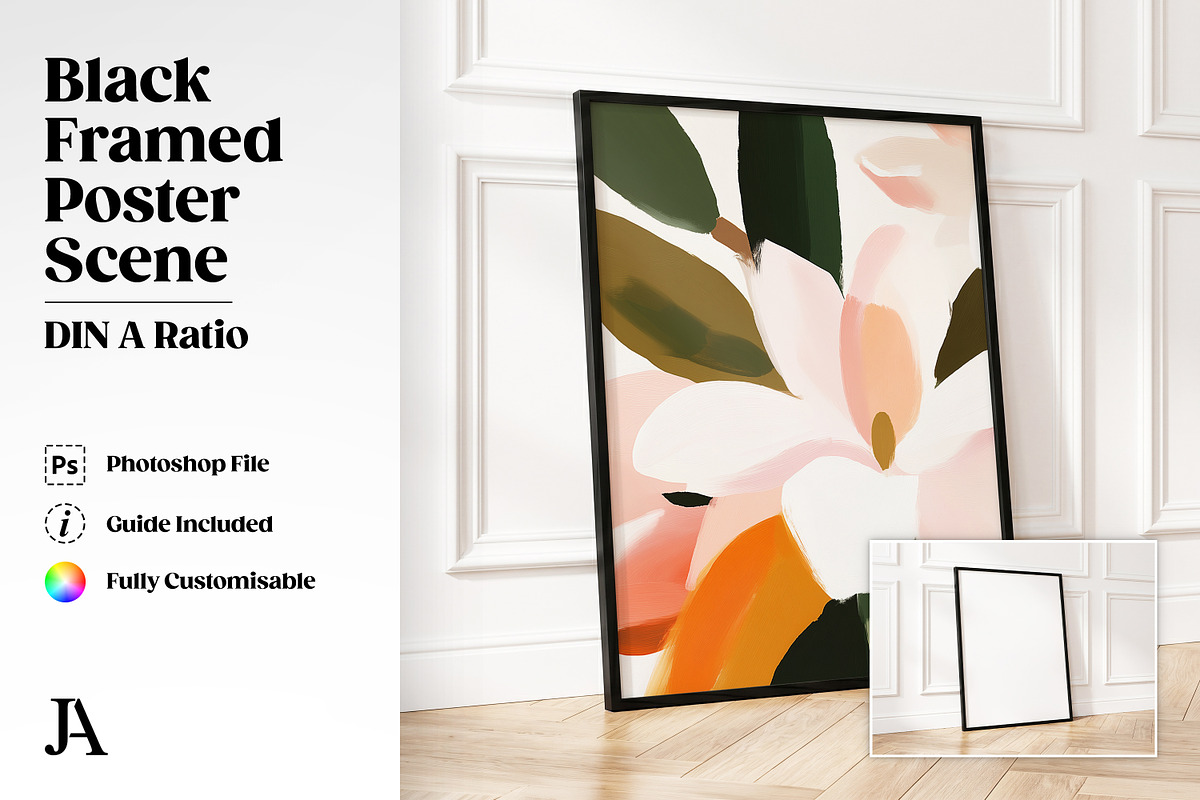 Black Framed Poster DIN A PSD Mockup, a Household Mockup by Julian Adams (Photo 1 of 3)