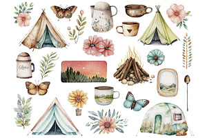 Glamping Camping Clipart Collection