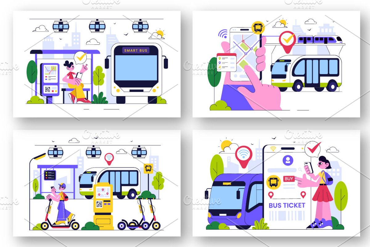 10 Smart Public Transport System, a Transportation Illustration by denayunebgt (Photo 3 of 4)