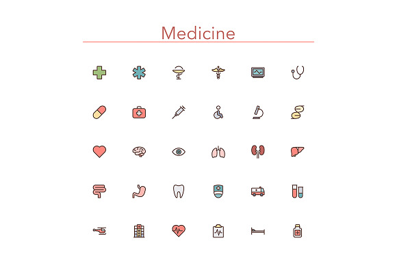 Medicine Colored Line Icons