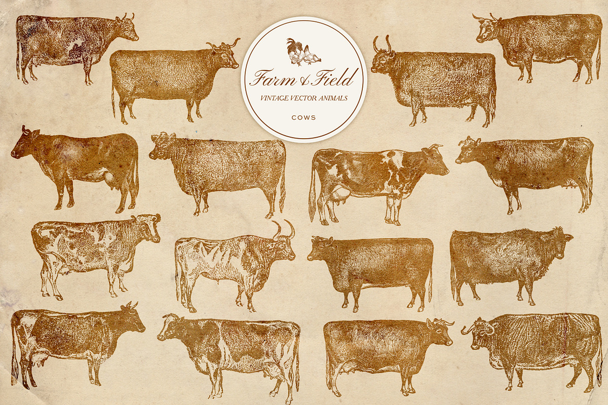 Vintage Farm Animal Vector Graphics, an Object Graphic by Eclectic Anthology (Photo 2 of 9)